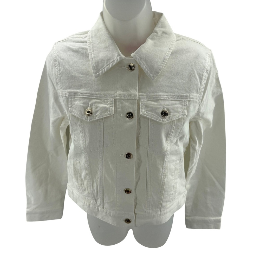 Kate Spade New York‎ Womens White Denim Trucker Jacket Size Small NEW